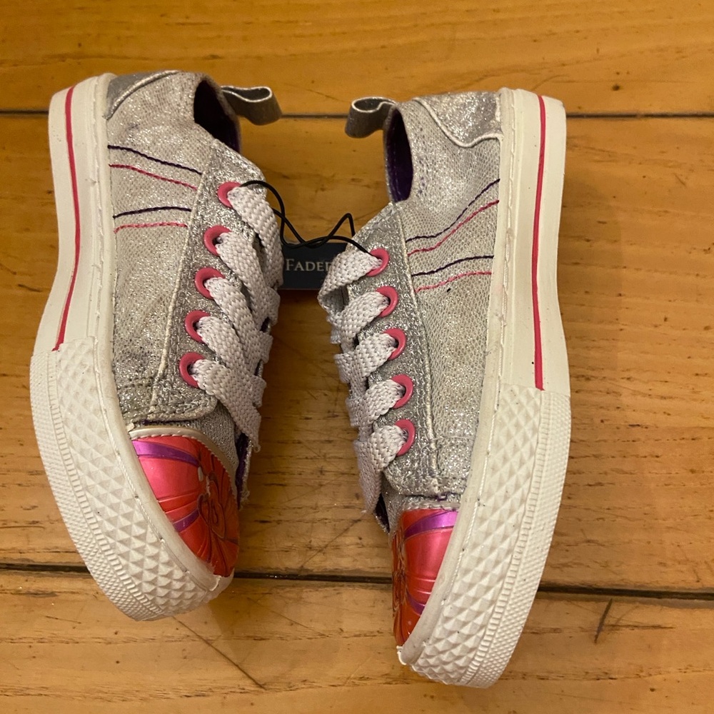 Sparkly Silver/ Pink Kids Sneakers size 12-    Little girl
